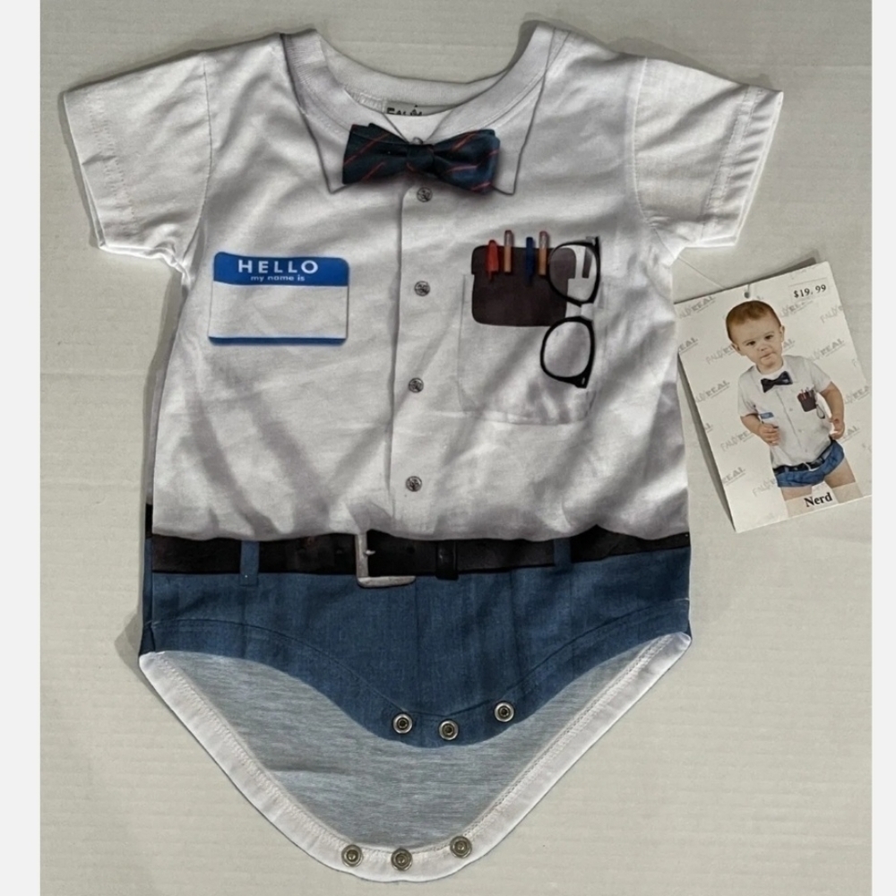 NWT Faux Real Nerd One Piece Funny Halloween Costume Cosplay Baby Infant New